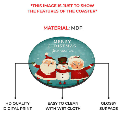 Personalised Merry Christmas MDF Coaster  Set Of 4 - Uncommongifts.in